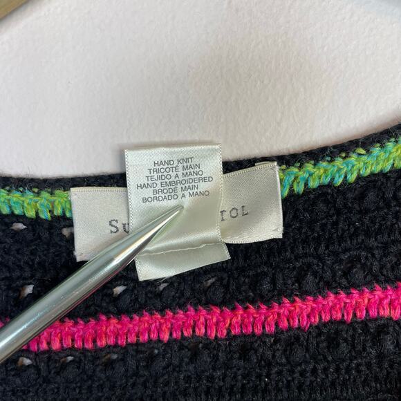 Vintage Y2K Susan Bristol Rainbow Cat Cats Crochet Embroidered Sweater Vest 2X - Picture 12 of 12